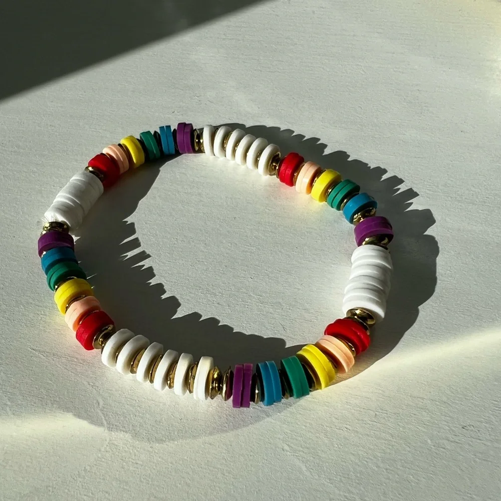 Trending bracelet, elastic colorful beads One Size
